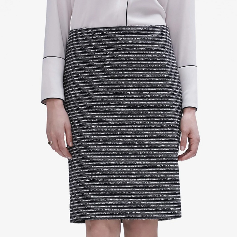 MM Lafleur Black and White Striped Pencil Skirt